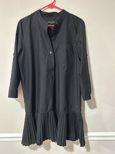 Banana Republic medium Black Shirt Dress drop waist pleated 