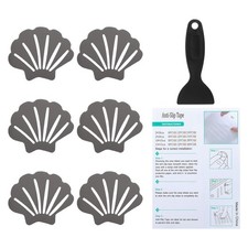 6 Pack Shell Bathtub Non Slip Stickers 3.54x2.76 Inch, Gray