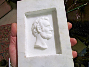 Abraham Lincoln MARBLE PROFILE PANEL Carving MONUMENTS SAMPLE 3/4" X 8" X 5"