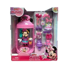 Just Play Minnie Poseable Fashion Doll Set with 22-Pieces and Display Case