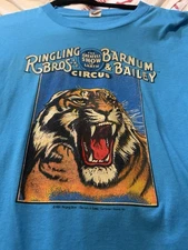 VINTAGE Ringling Bros Barnum & Bailey Mens XL Blue Tiger Circus Screen Stars