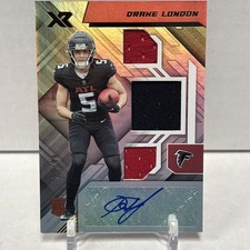 2022 PANINI XR DRAKE LONDON RC TRIPLE JERSEY PATCH AUTO SP /99