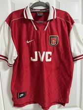 Arsenal FC 1996-98 Home Shirt Nike JVC Vintage Football Shirt Red Mens L