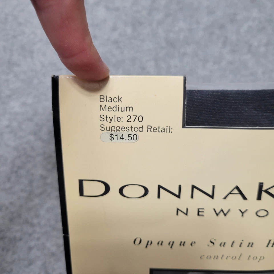 Donna Karan Opaque Satin Hosiery Womens Medium Black Control Top Style 270 NWT - Image 2 of 4