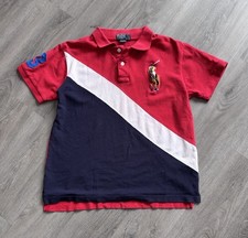 Vintage 90s Y2K Polo Ralph Lauren Big Pony USA Colors 3 Patch Shirt Mens L Rare