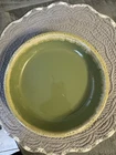 Hull Pottery Avocado Green Drip Glaze Pie Plate