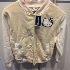 Hello Kitty Girl's Snap-Up Front Fleece Varsity Jacket Cyan/White Size:. 8/10