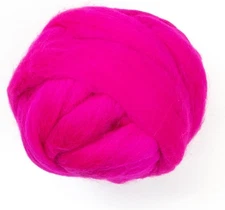 Colored Natural Wool roving, 8 OZ. Best for Needle Felting, Wet Magenta 