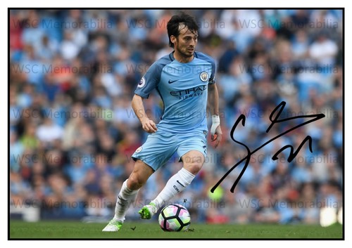 12517. David Silva Signed Pictures (A4 Prints) Man City Spain Valencia Sociedad