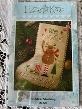Lizzie Kate- Reindeer Stocking Chart & Buttons