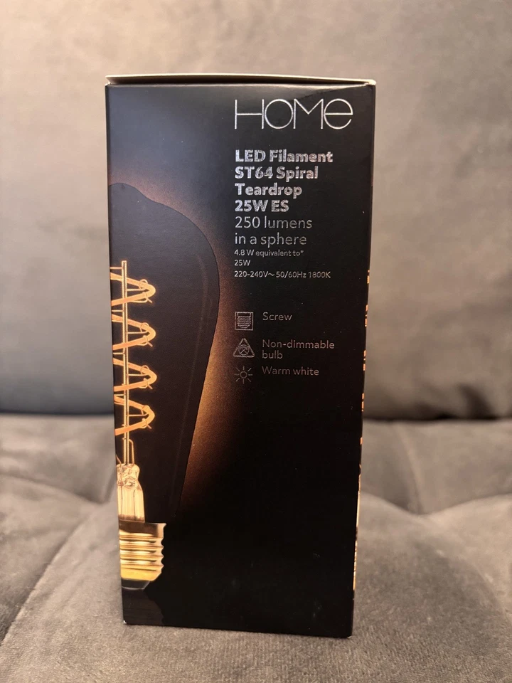 LED ST64 Spiral Teardrop Filament, 4.8W, 250 Lumins -  Screw Fitting - Image 2 of 4