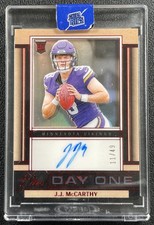 J.J. MCCARTHY 2024 PANINI ONE #131 ROOKIE DAY ONE AUTOGRAPH AUTO RED 11/49 RC