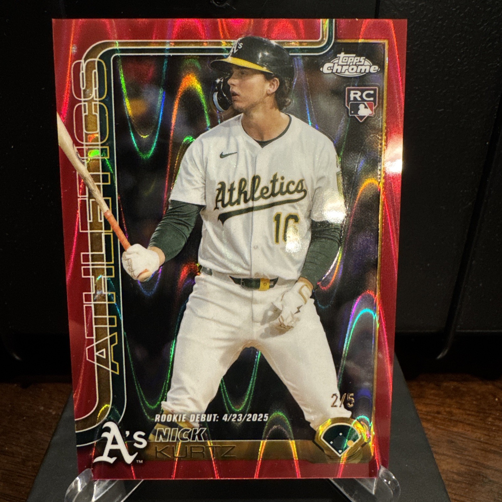 2025 Topps Chrome Baseball Update Nick Kurtz Rookie Debut Red Wave #2/5