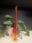 Vintage Fenton Amberina Swung Bud Vase
