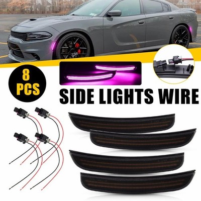 4X Purple For 2015-2022 Dodge Charger Front Rear Fender Side Marker Light EAAH