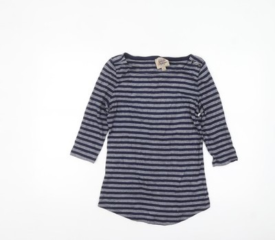 Arabella & Addison Damen blau gestreift 3/4 Ärmel Baumwolle Top Größe 14