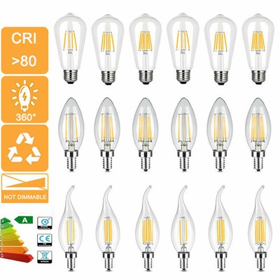 E27 E14 Screw In LED kerzenbirnen Filament Leuchtmittel Glühbirne Kerze Lamp220V
