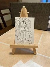 ACEO Original Mixed Media Painting Art Card ATC Pinup girl #648