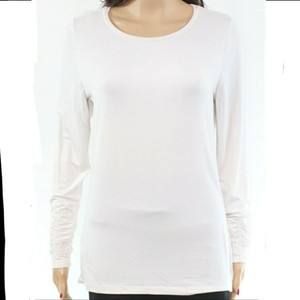 white ruched long sleeve top