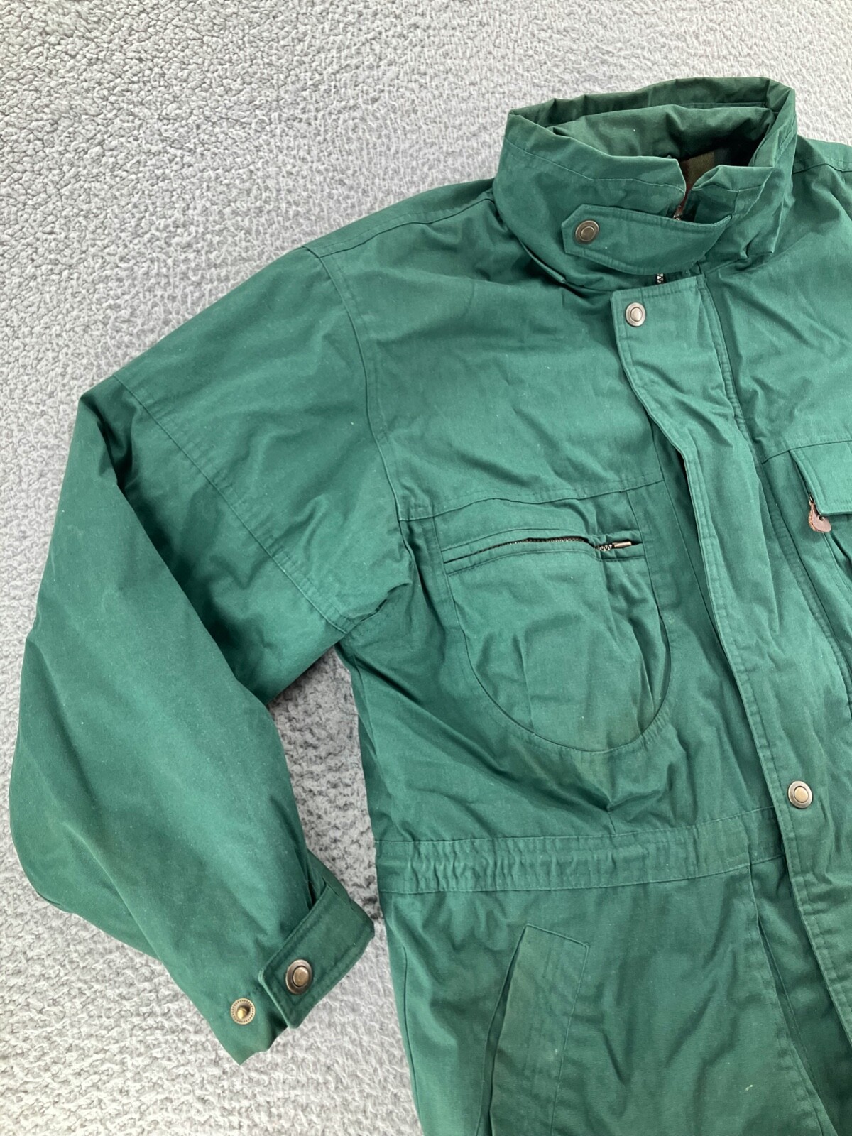 Giacca di fila vintage Savile da uomo piccola verde flanella foderata da lavoro coro tela