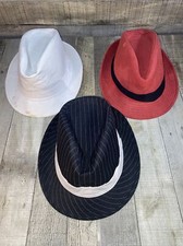 Men  s fedora hat 3 lot white black red