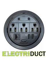 Power Tap Grommet Desk Outlet Table - Hidden Power Center 3 Power 2 USB 1 Cat5E