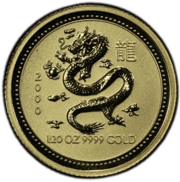 2000 $5 Australia 1/20 Oz Gold Lunar Coin • MS69 POP 17 • Year of the Dragon (龍) - Image 4 of 4