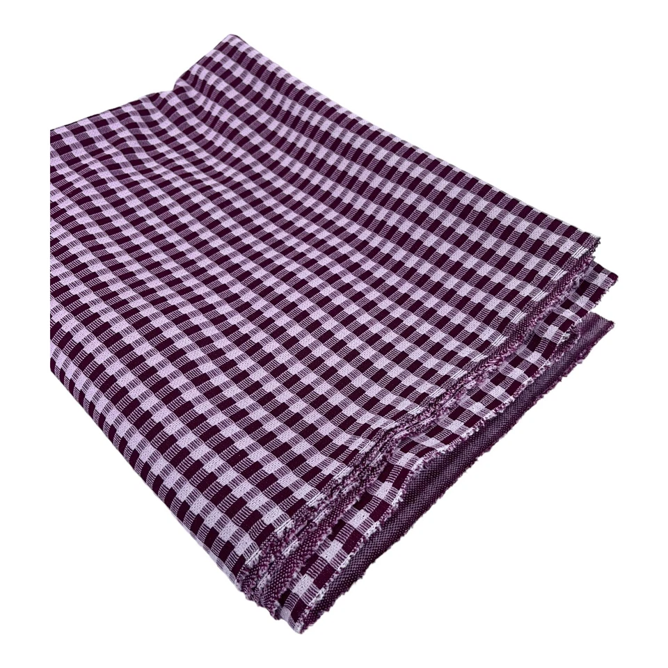 Burgundy Red Gingham Checked Fabric Stretch Knit 2 1/2 Yards 62" Wide - Image 2 of 4