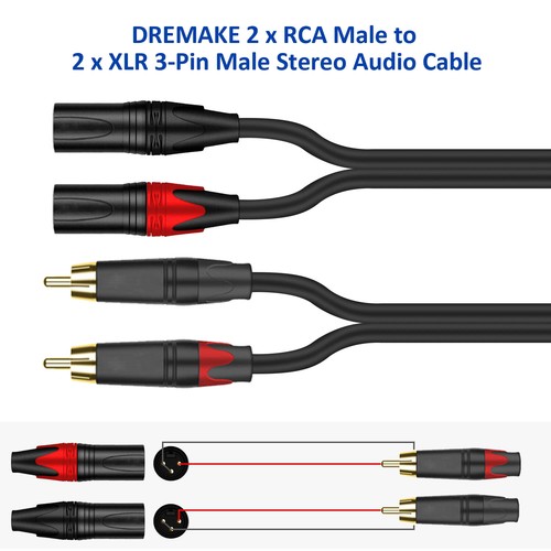 XLR to RCA audio cable, dual Canon head to dual Lotus dual parallel cable - Picture 3 of 10