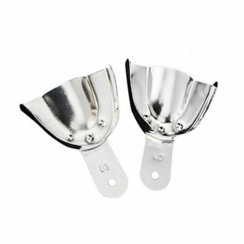 2 Pcs/Pair Dental Autoclavable Aluminum Perforated Impression Edentulous Trays - Picture 3 of 7