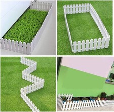 8 x pcs Plastic Picket Fence Tree Fences Garden Border Fence Decorative (BEIGE)