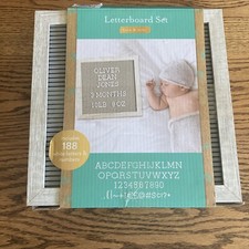 NWT Kate and Milo Letterboard Set Gray Wood White 188 Letters  Numbers 10"x10"