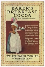 Baker's Breakfast Cocoa - 1910 Vintage Color Ad - Photo Print 5 x 7 inch