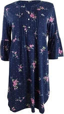 Lauren by Ralph Lauren Women s Cotton Print Short Nightgown Blue Floral XL