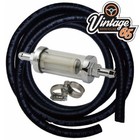 Fuel Filter Upgrade Petrol Pipe & Clips Glass In-line Chrome For Classic Fords