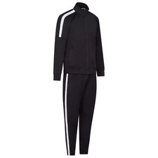 Black Mens Tracksuit Set Top  Bottoms Jogging Joggers Gym CONTRAST
