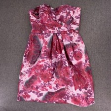 Suzi Chin for Maggy Boutique Cocktail Dress Strapless Size 8 Lined Watercolor