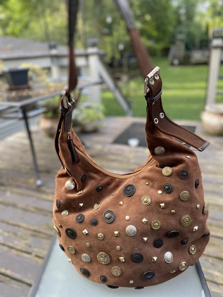 RARE 1973 Gianfranco Ferré Brown Suede Leather Hobo Shoulder Bag / Ornate Shic - Image 3 of 4