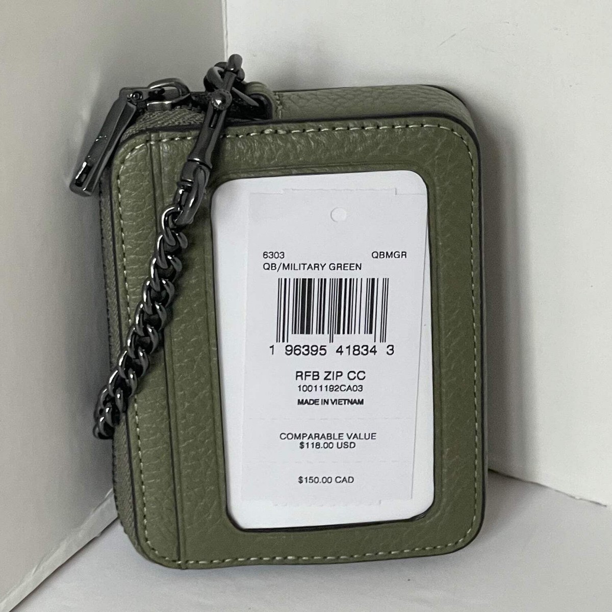 Coach Zip Card Case ID Wallet Pebbled Leather 6303 Mini