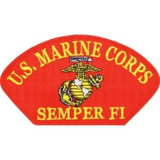 USMC SEMPER FI Embroidered Hat Patch 5-1/4"x3" 1480
