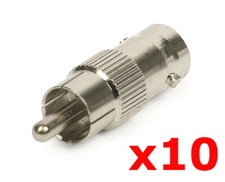 10 PACK Lot RCA Male Plug to BNC Female Jack Adapter Coax Connector Coupler CCTV