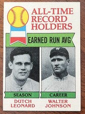 1979 TOPPS Baseball #418 ALL-TIME ERA HOLDERS LEONARD/ WALTER JOHNSON