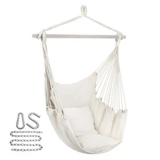 Sorbus Hanging Rope Hammock Chair Swing Seat for Indoor / Outdoor Use (White)