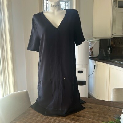 BY MALENE BERGER V neck black short sleeve shift dress USA  10