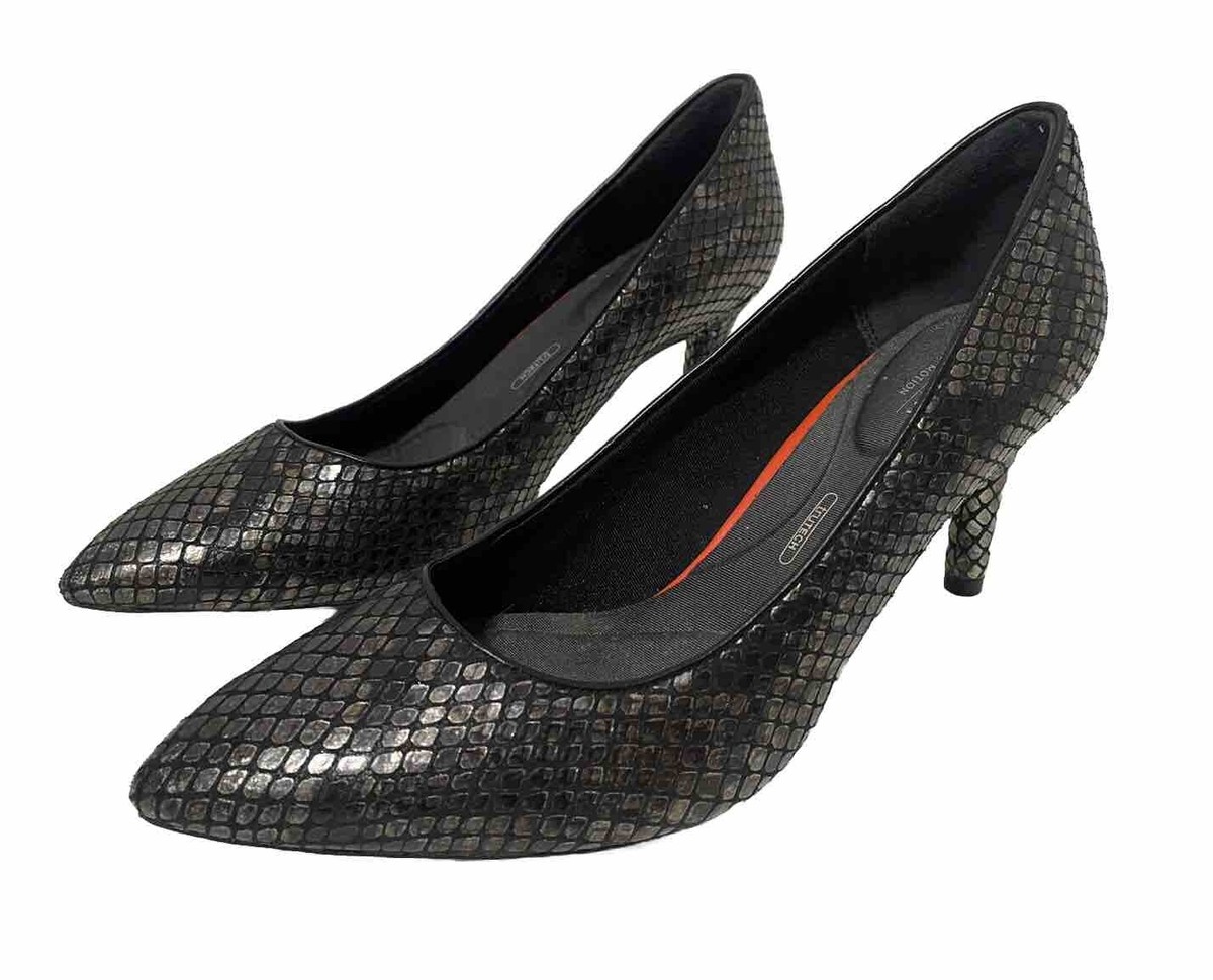 Rockport Total Motion Pointy Pump Black Ombre Python Snakeskin