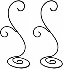 15.25" H Ornament Display Stand, Black Iron Glass Ball Ornament Holder for plant