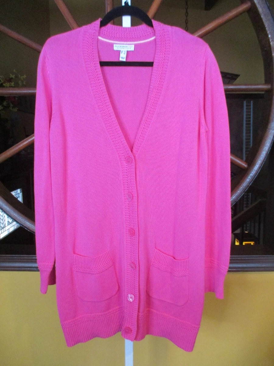 Isaac Mazrahi LIVE L Pink Cardigan Sweater w/ Pockets | eBay