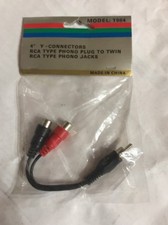 4 Y- Connectors RCA TYPE Phono Plug TO Twin /jacks Model 1984 Ships N 24h