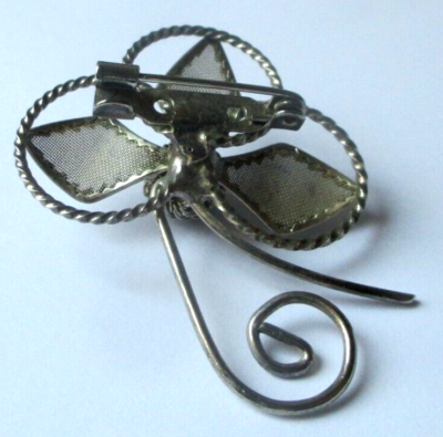 Broche Ancienne Fleur En Filigrane Argenté - Bijou Vintage élégant, Parfait état