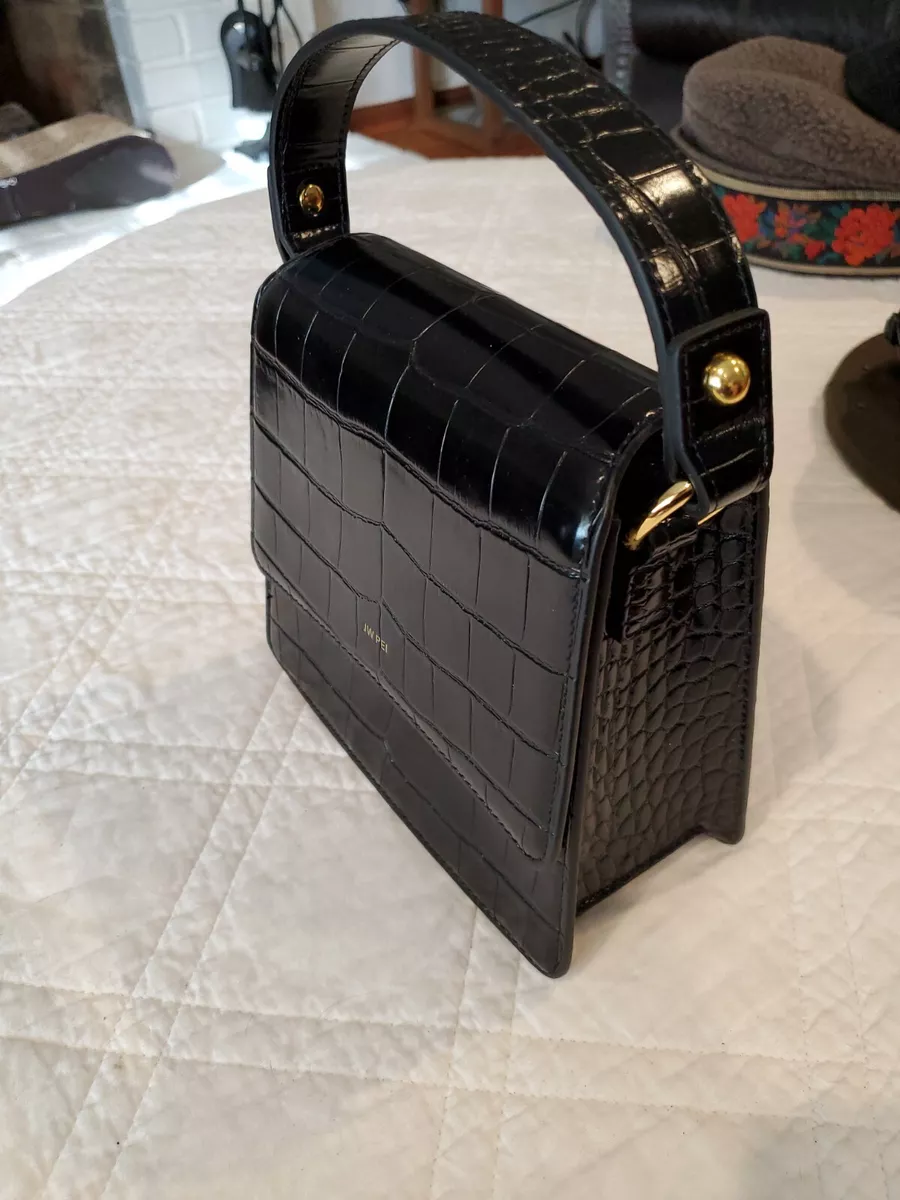 JW PEI Women's FAE Top Handle Bag Black Croc New Gold